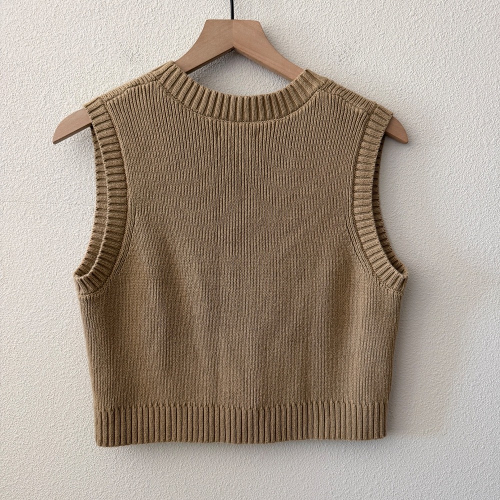 PACSUN Womens Sweater Vest Preppy Collegiate Tenniscore Neutral Tan Size Small - Picture 5 of 8
